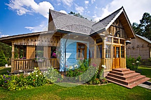 Wooden rural house in Poland, Roztocze region