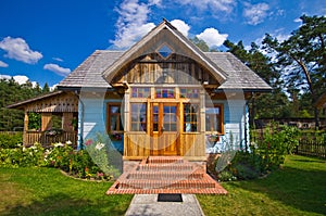 Wooden rural house in Poland, Roztocze region