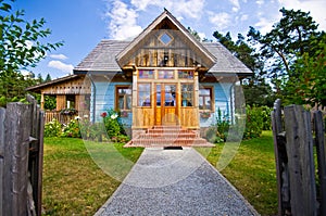 Wooden rural house in Poland, Roztocze region