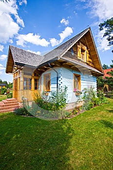 Wooden rural house in Poland, Roztocze region