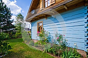 Wooden rural house in Poland, Roztocze region