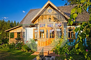 Wooden rural house in Poland, Roztocze region