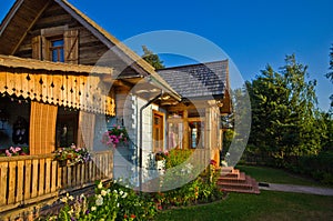 Wooden rural house in Poland, Roztocze region