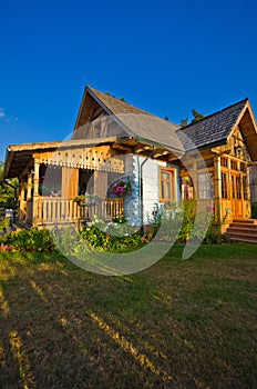 Wooden rural house in Poland, Roztocze region