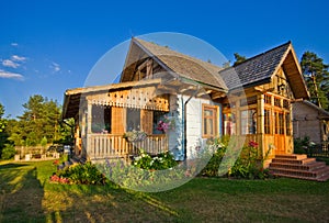 Wooden rural house in Poland, Roztocze region