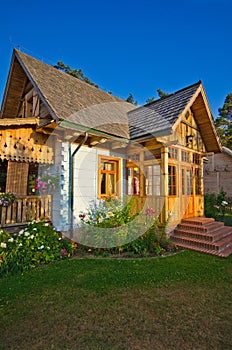 Wooden rural house in Poland, Roztocze region