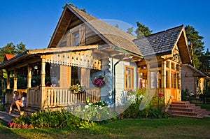 Wooden rural house in Poland, Roztocze region