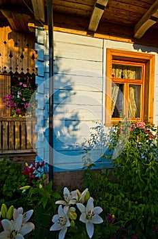 Wooden rural house in Poland, Roztocze region