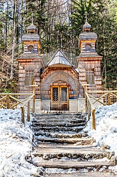 Wooden Russian Chapel on the Vrsic Pass-Slovenia photo