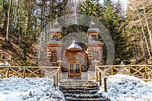 Wooden Russian Chapel on the Vrsic Pass-Slovenia photo