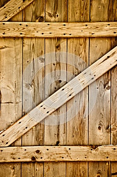 Wooden rustic barn door detail.