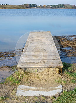 Wooden rustic bridge landscape