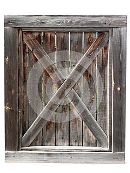 Wooden rustic gate for fence. White isolate