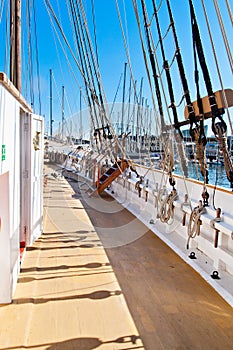 Wooden sailboat deck