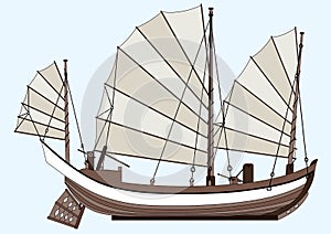 Wooden sailboat vector image