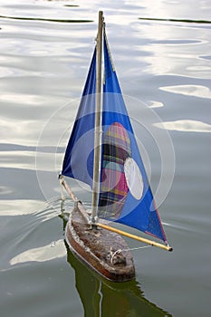 Wooden sailing boats in jardin des tuileries paris france