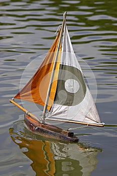 Wooden sailing boats in jardin des tuileries paris france