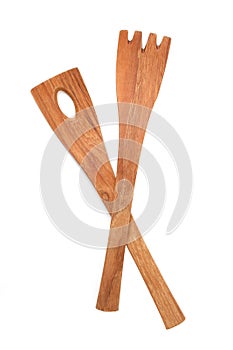 Wooden salad tongs photo