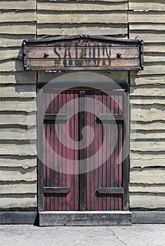 Wooden Saloon Entrance: Old Western Public Bar