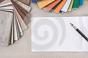 Wooden samples for furniture with blank note