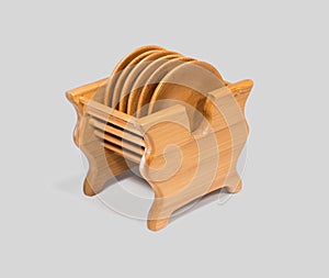 Wooden saucers on stand