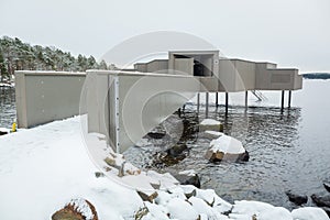 Wooden sauna on the coast of Baltic sea in Sweden