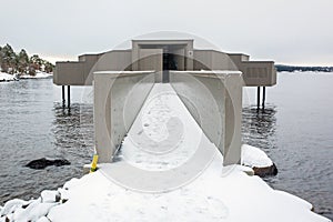 Wooden sauna on the coast of Baltic sea in Sweden