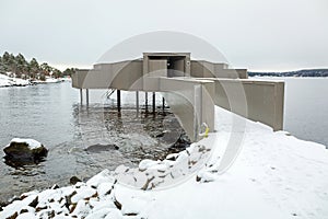 Wooden sauna on the coast of Baltic sea in Sweden