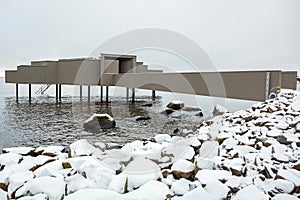 Wooden sauna on the coast of Baltic sea in Sweden