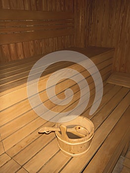 Wooden sauna interior wood fired sauna