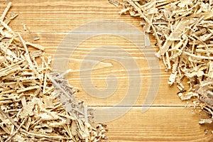 Wooden sawdust and shavings background