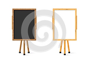 Wooden school child black board and white set on easel front view