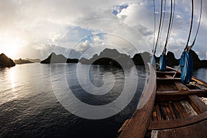 Wooden Schooner and Limestone Islands in Raja Ampat