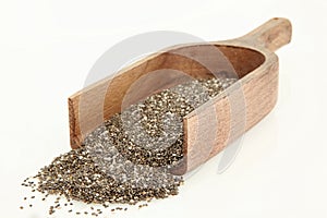 Wooden Scoop With Chia Seeds Isolated