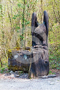 Wooden sculpture of eagle