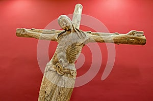 Wooden sculpture of Jesus Christ on the cross