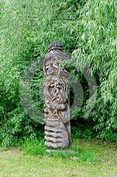 A wooden sculpture near the Alytus mound