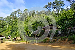 Wooden shacks in a Thai village