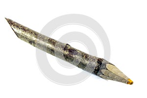 Wooden sharpened pencil on a white background. A Short pencil isolated