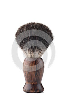 Wooden shaving brush isolate on white