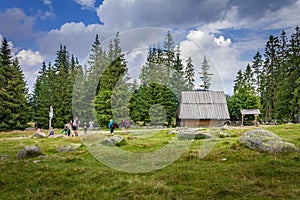 Wooden shed on the tourist trail in the Tatra Mountains