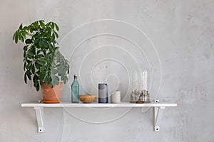 Wooden shelf with decor