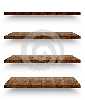 Wooden shelf isolated on white background