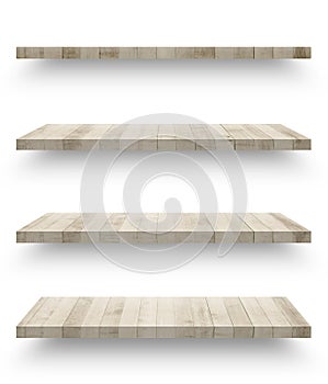 Wooden shelf template set isolated