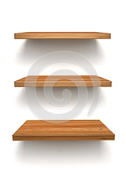 Wooden shelfs on the wall