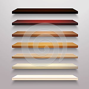 Wooden Shelves Set vector design illustration