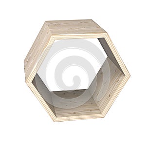 Wooden shelves in the shape of a honeycomb