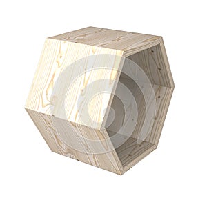 Wooden shelves in the shape of a honeycomb photo