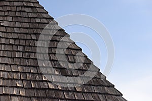 Wooden shingle on a house roof