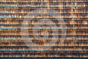 Wooden shingles on side of a building